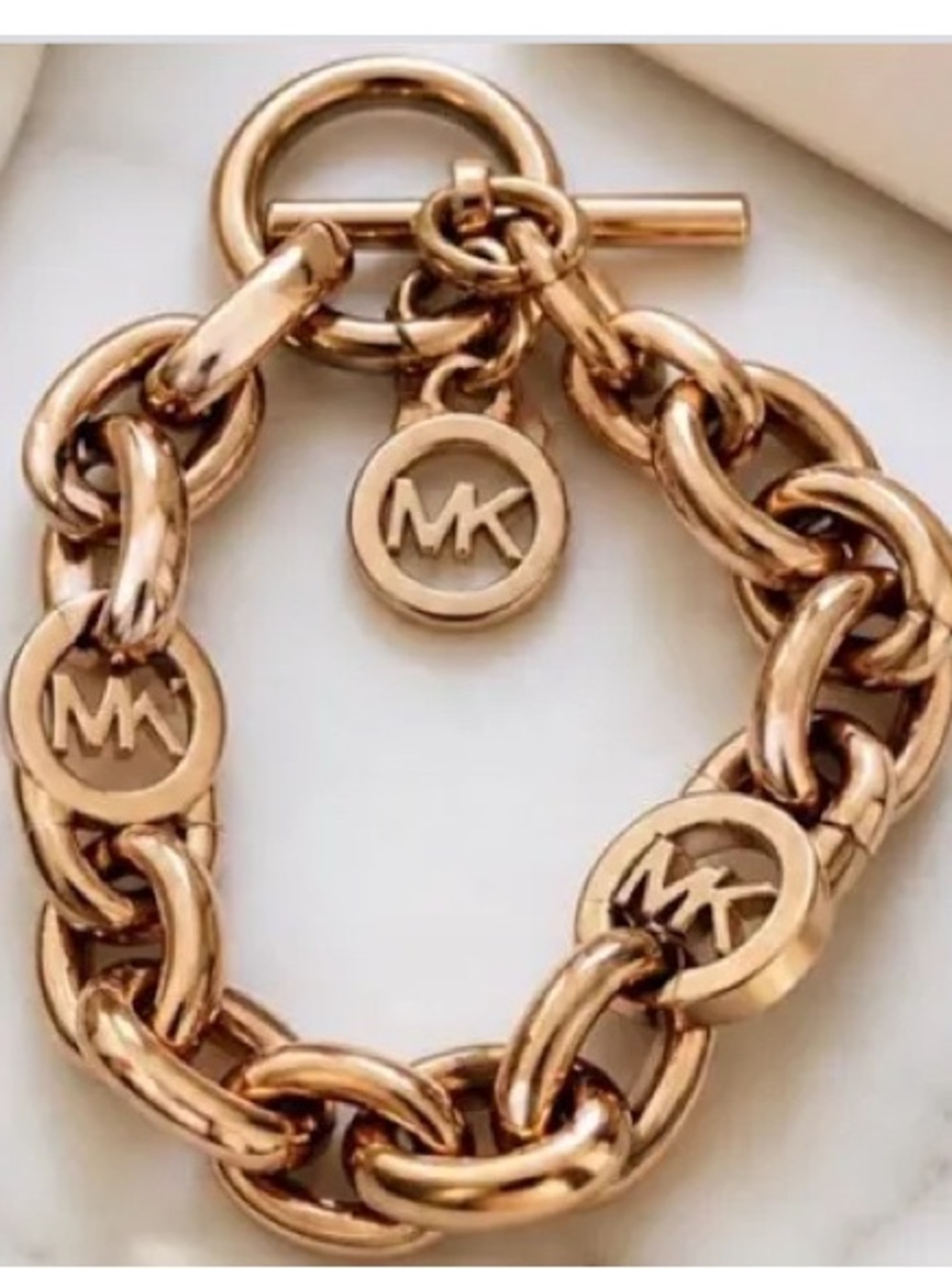 Michael Kors Rose Gold Link Bracelet with MK Charms